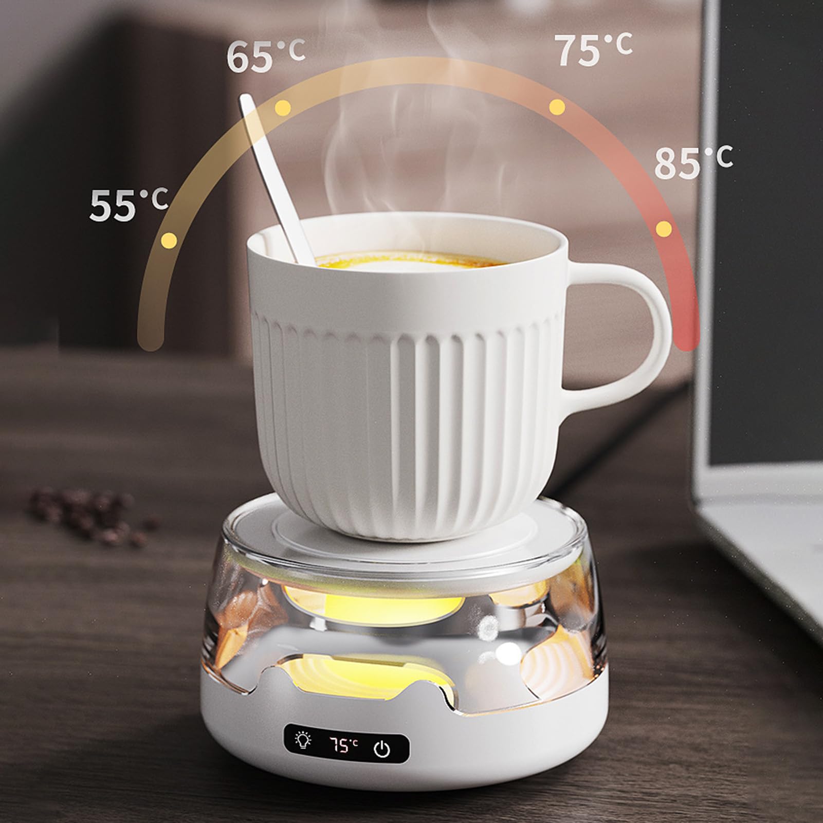 Calentador De Tazas 4 Niveles de Temperatura Antideslizante y Silencioso | Placa Calienta Bebidas para Café Té para Té Leche en Hogar Oficina Viajes