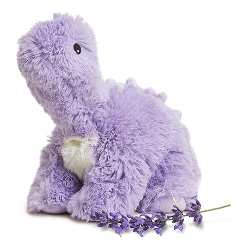 warmies Microwavable Stuffed Animals, Purple Long Neck Dinosaur - Heated Stuffed Animal Plushie for Warmth & Comfort - Soft Plush Toys