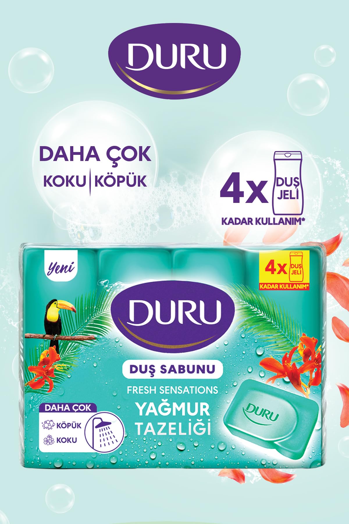 DURU Fresh Sensations Extra Yağmur Ormanı Sabun, 150 Gramx4