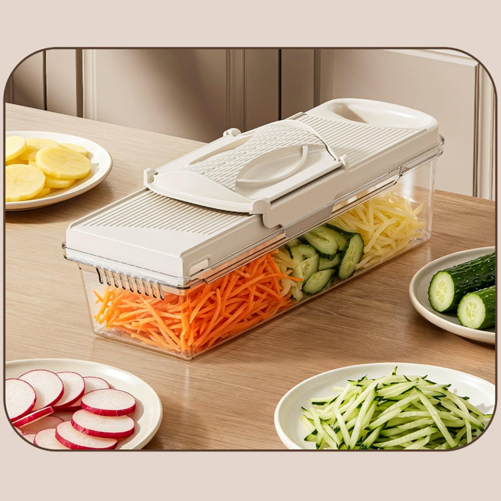 Multifunktionale Zwiebelschneider Manuell, Multifunktionaler Zwiebel Zerkleinerer, Verbreiterter Handschutz, Spart Kraft und Schützt die Hände, Küchenhelfer für Hobbyköche