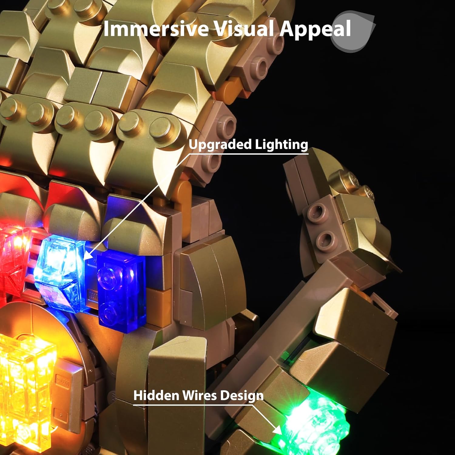LED Light Kit Compatible with Lego 76191 Marvel Infinity Gauntlet - Premium Lighting Set for Lego Thanos Hand Model 76191(Light Kit Only, No Model)