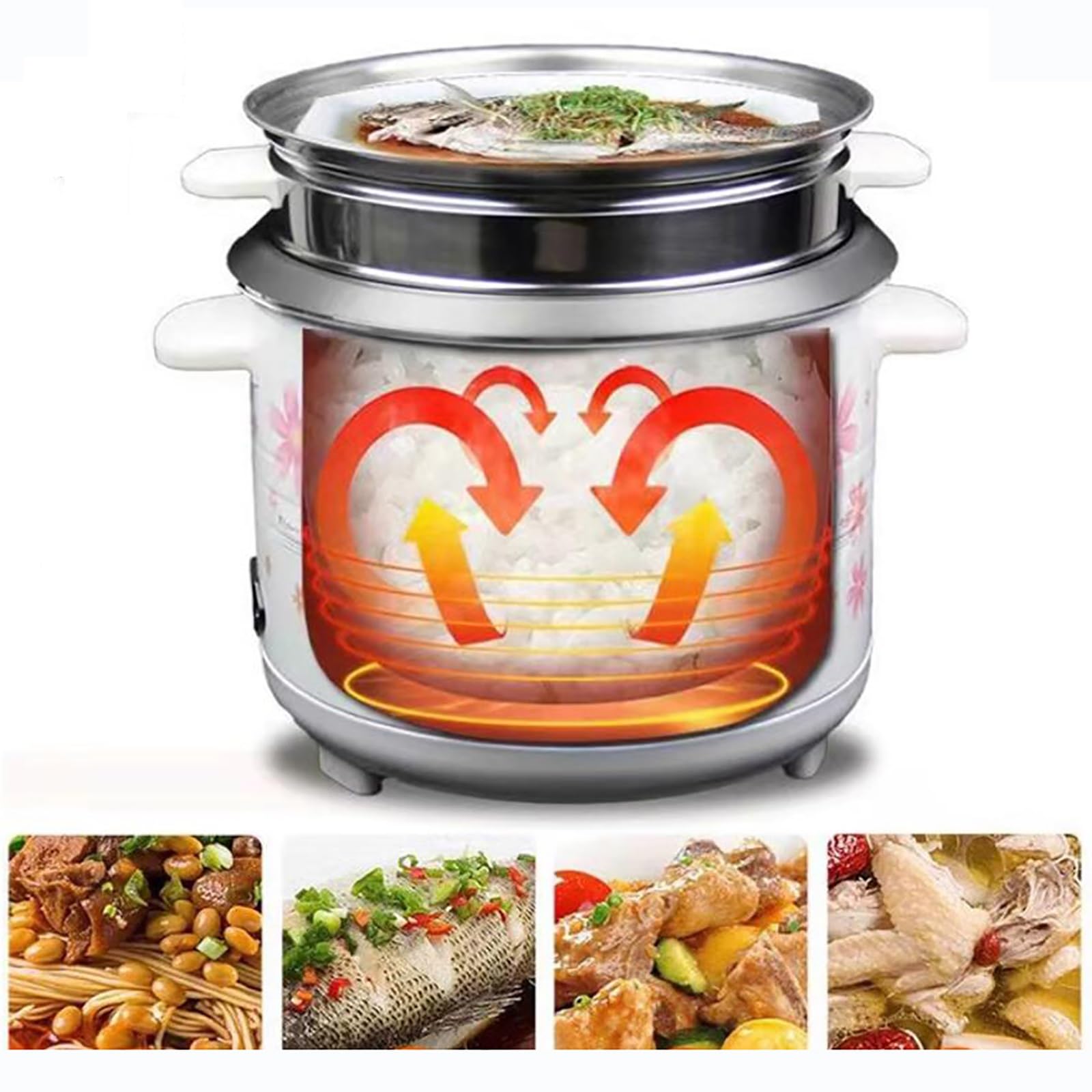 Cuiseur à Riz et cuiseur Vapeur (2-6 L) Revêtement intérieur antiadhésif à l'ancienne Fonctions de Maintien au Chaud pour 1 à 10 Personnes Alimentation 220-240 V (3 L)