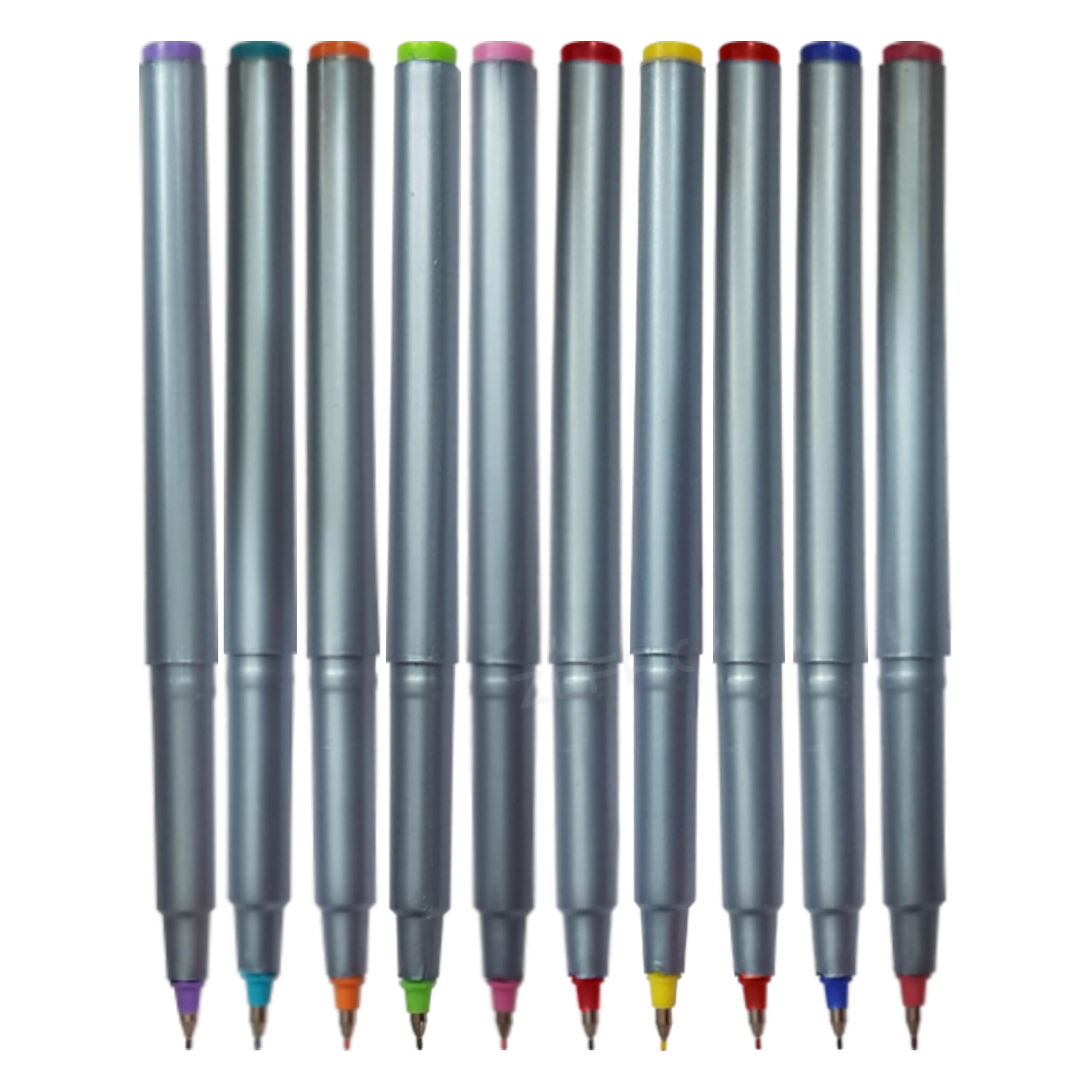 HF650 Fineliner Pens, MULTICOLOUR, Fine Point (0.5mm), Pack of 10, Write Draw Sketch Colour Mark Fine Line Pens - Image 3