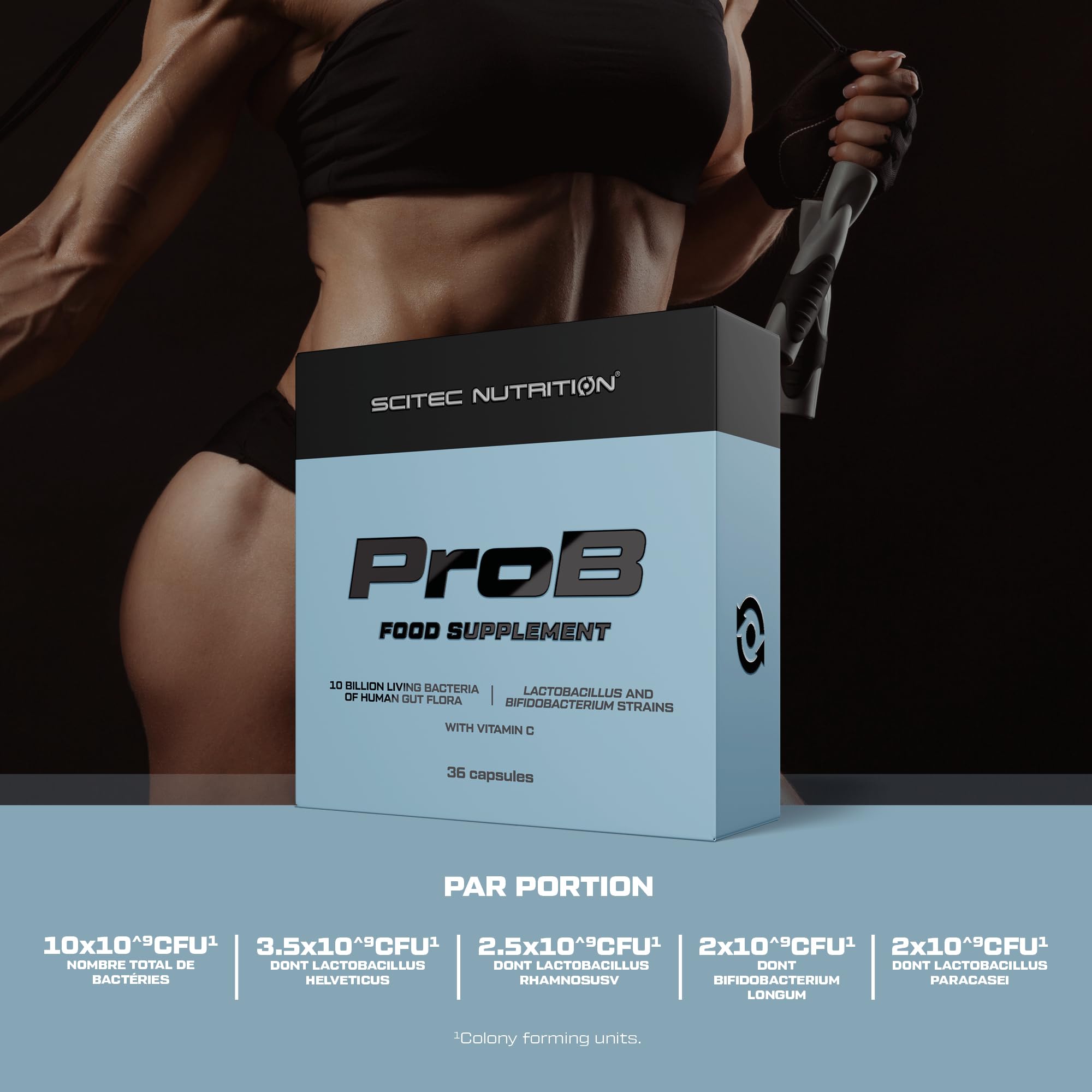Scitec Nutrition ProB - Probiotiques avec Vitamine C pour la santé des intestins - Gélule quotidienne pour le soutien du microbiome, 36 gélules