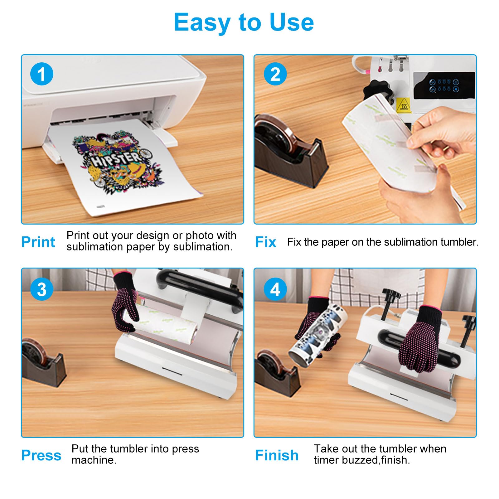 HPMMUX Tumbler Mug Heat Press Machine. Suitable for 11-30oz Sublimation Blank Straight Tumbler Mug Cups and More with Glass Ceramic Aluminum Stainless Steel Material. Safe and Portable. Easy to Use.