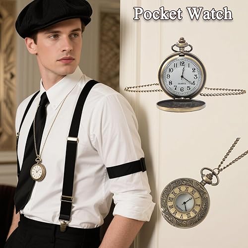 Miniatura 3 de Disfraces de los años 20 para hombre, traje de hombre de los años 20, accesorios de gran Gatsby, disfraz de gángster, sombrero de periódico