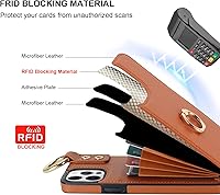 Vista 5 de Folosu Funda tipo cartera para iPhone 12 Pro Max con soporte para tarjetas, soporte de anillo de rotación de 360°, función atril, bloqueo RFID