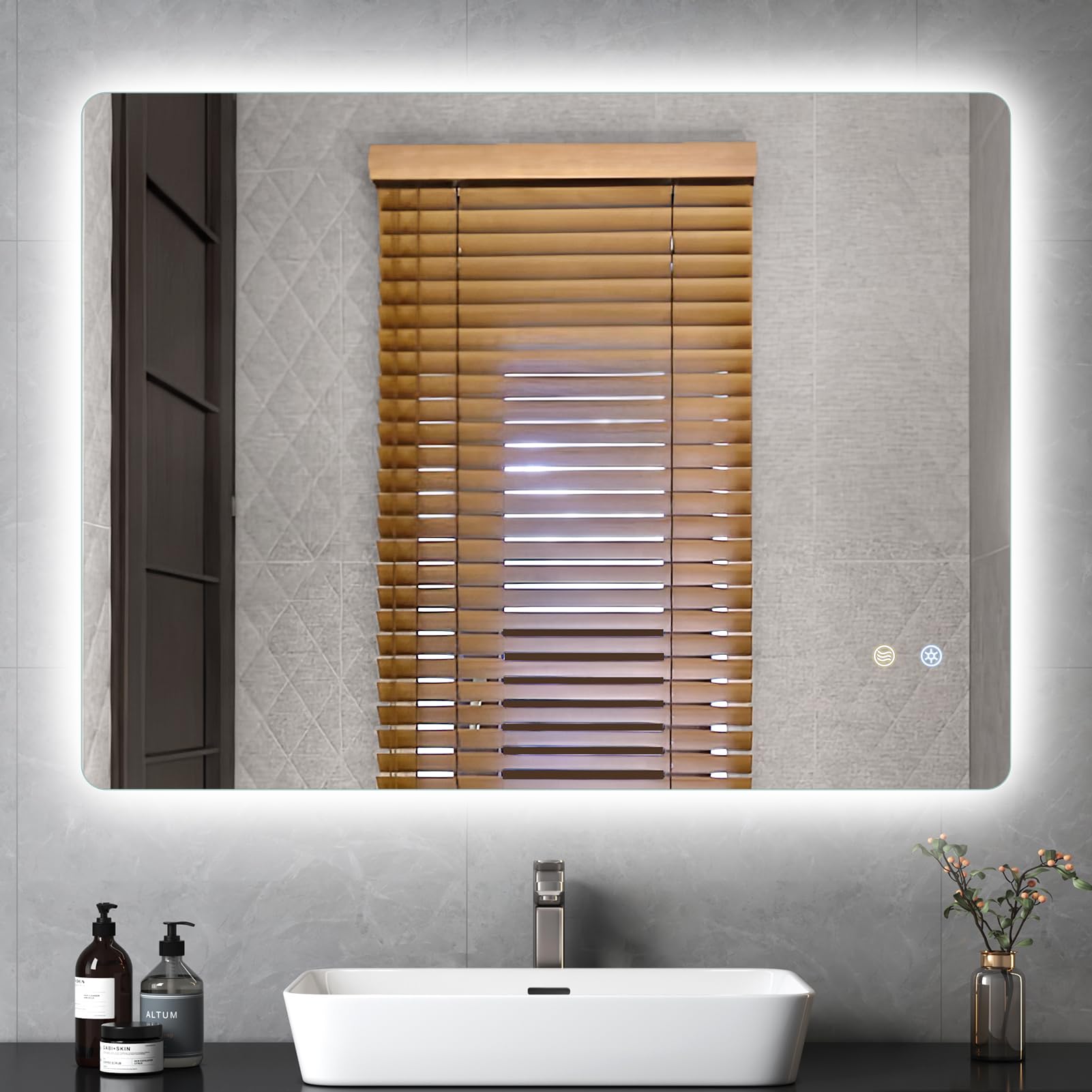 Specchio Bagno con Luce, 800×600mm Specchio da Parete per bagno