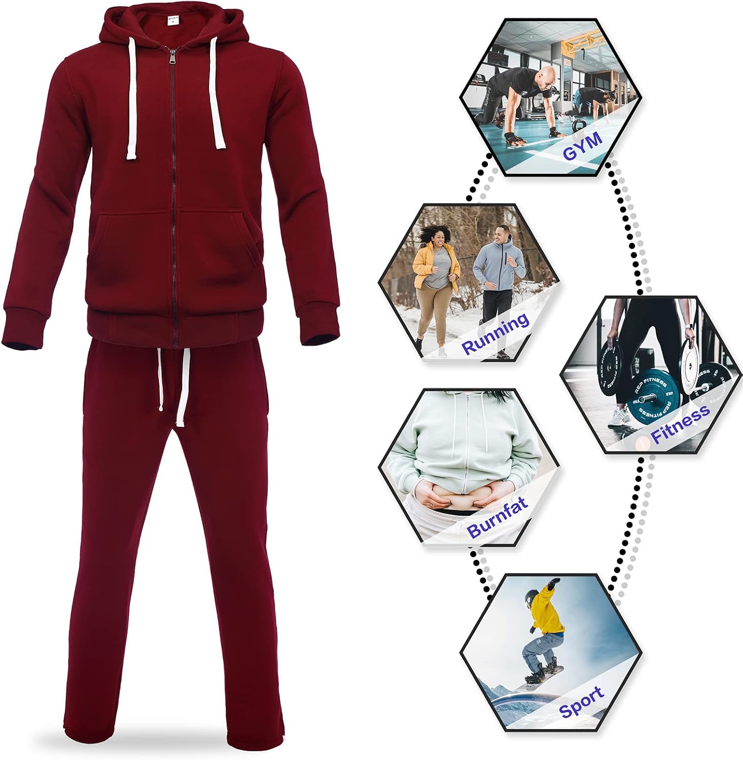 R RAMBLER 1985 Men Sweat Suits 2 Piece Set Thick Warm Fleece Tracksuits