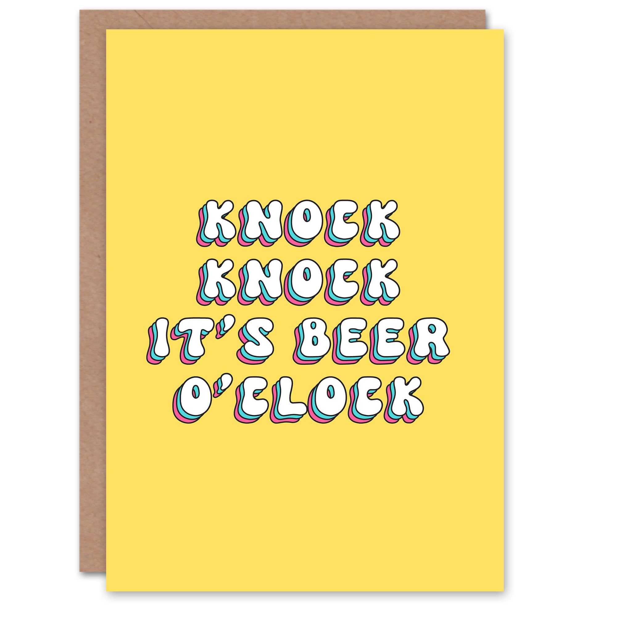 Artery8 Women's Greeting Card - Beer O'clock - Yellow