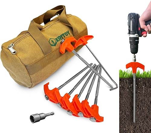 Paquete de 30 estacas de tienda de campaña resistentes  Estacas de tienda de campaña de 8 pulgadas con rosca  Anclajes de tierra atornillados