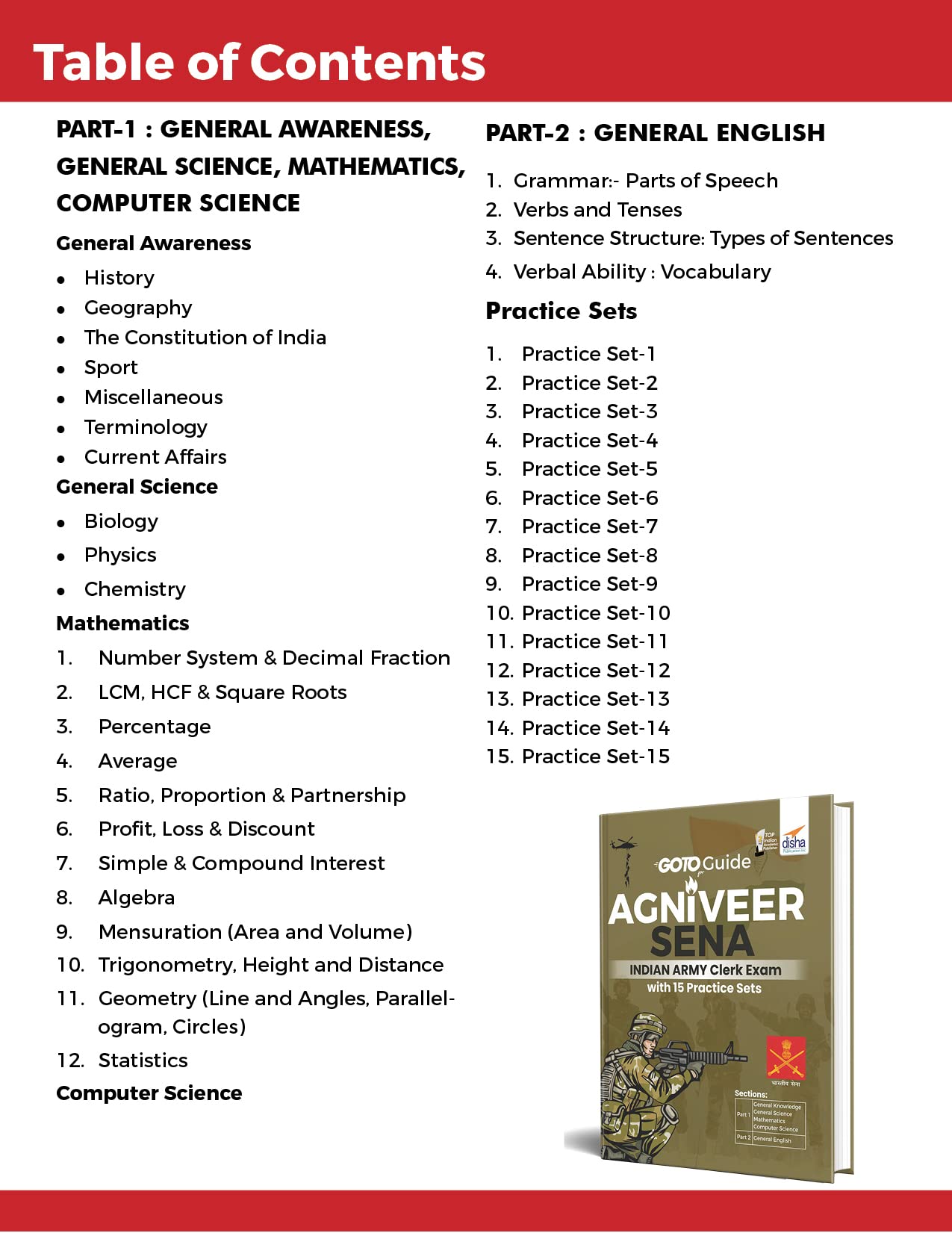 GoTo Guide for AGNIVEER SENA Indian Army Clerk Exam with 15 Practice Sets