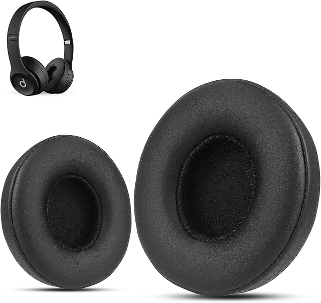 Krone Kalpasmos Earpad Replacement for Beats Solo 2 & 3 Wireless/Wired Headphone, Ear Cushion Premium Protein Leather Memory Foam with Kits, Superb Comfortable Easy to Install  Black