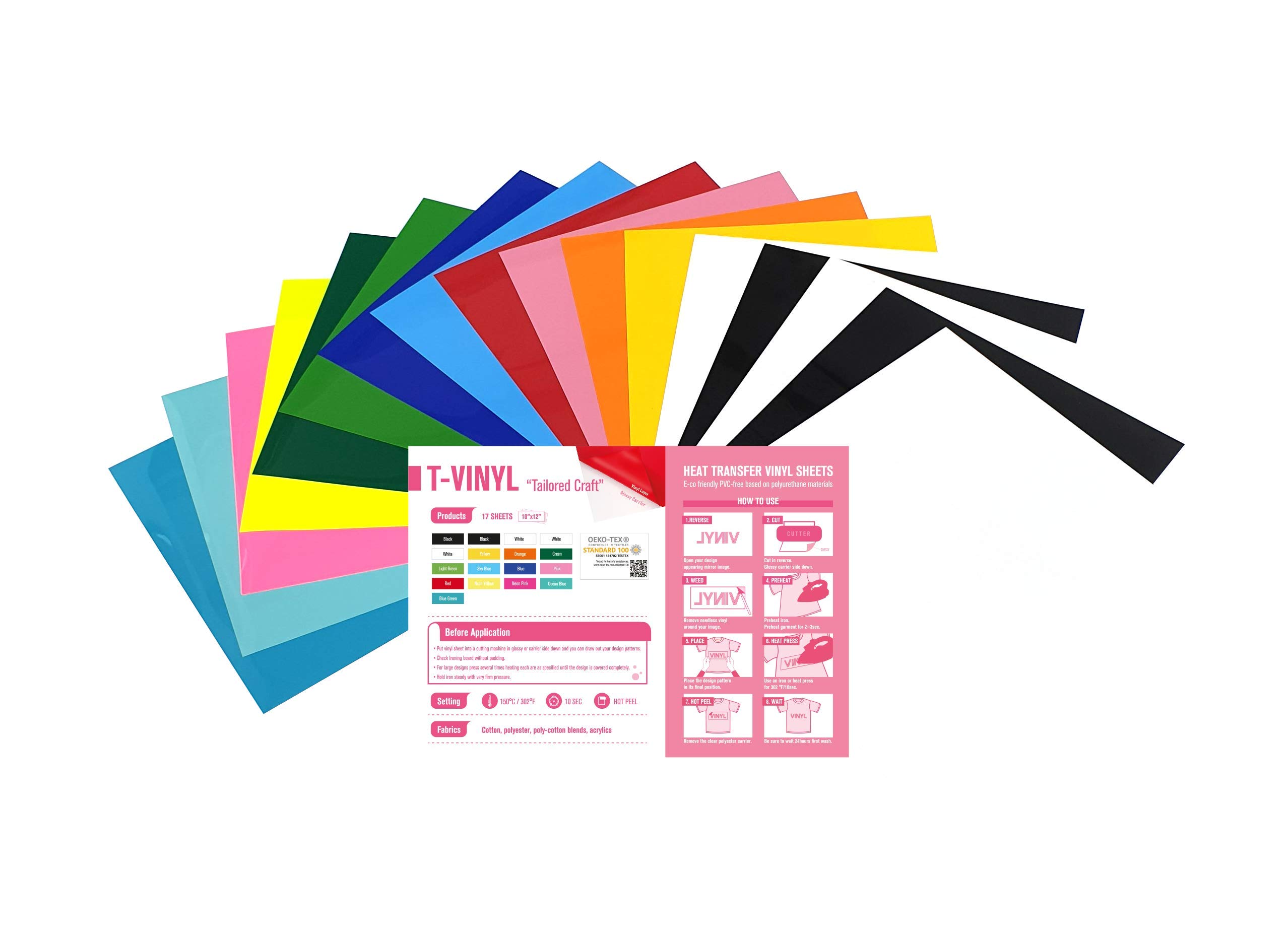 Buy TVINYL PU Heat Transfer Vinyl Bundle Sheets for Silhouette and