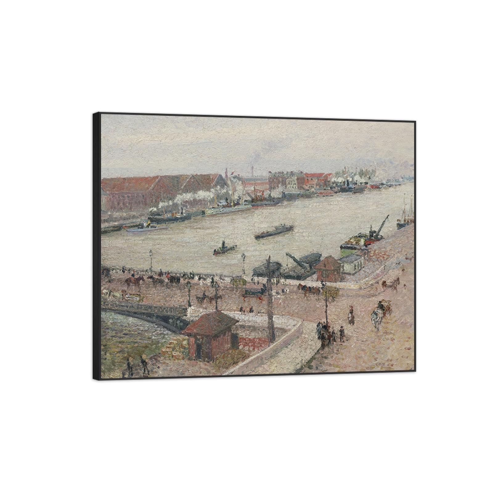 Tableau impressionniste Inondation encadré noir salon 30x35cm - 8