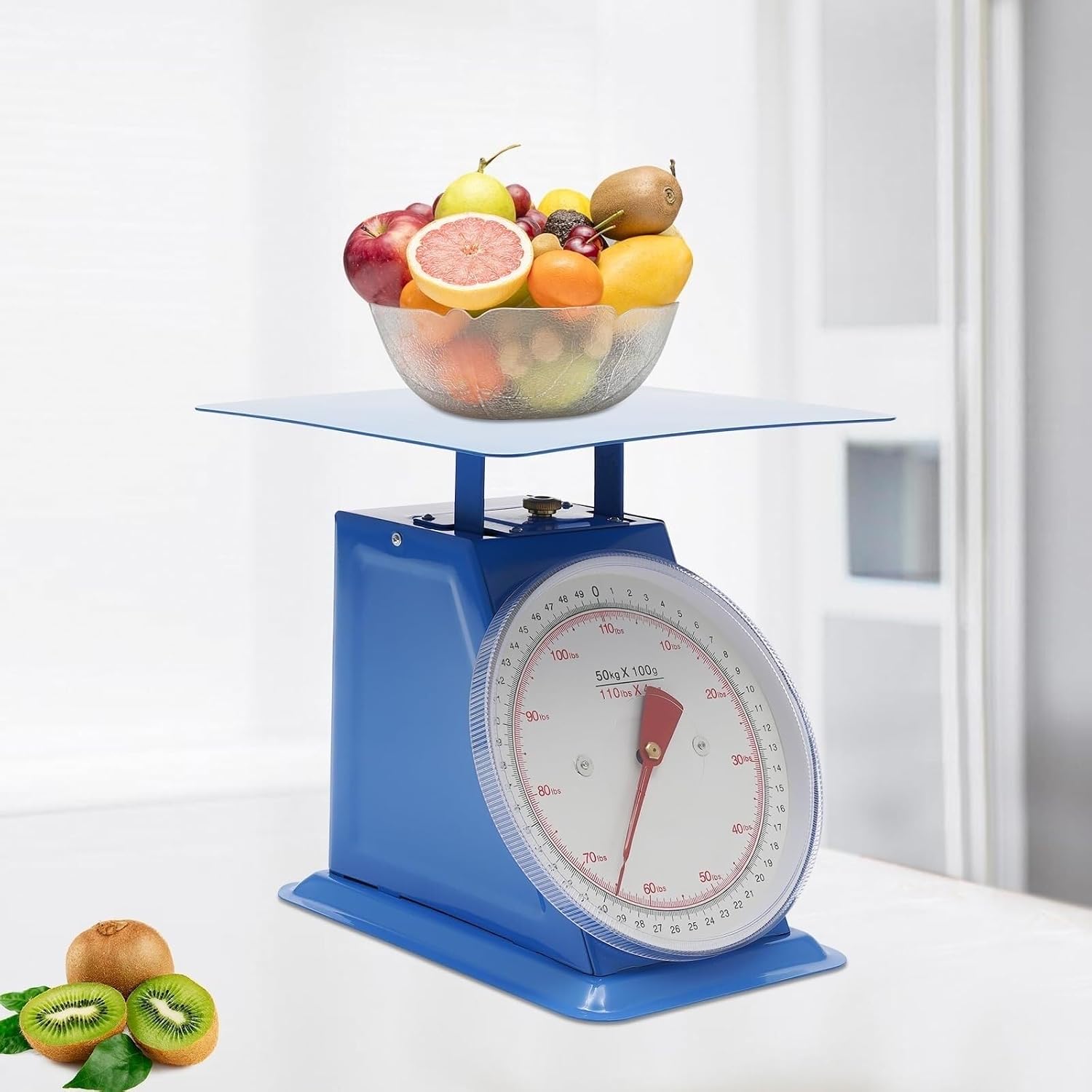 PUCHEN Weighing Scale for Food 110-LBS Heavy Duty Portion-Control Mechanical Kitchen and Food Scale, Industrial Dial Scale, with Iron Platform