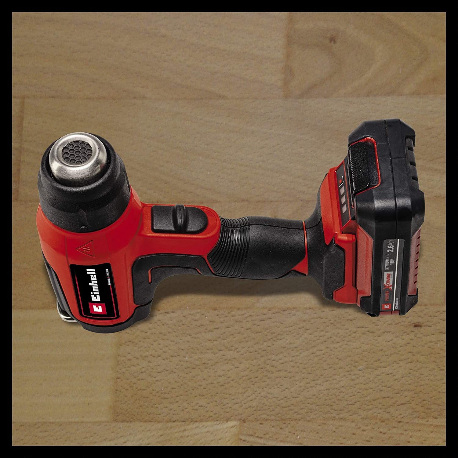 Einhell Pistola de aire caliente a batería - TE-HA 18 Li Power X-Change, Temperatura máx. 500 °C, máx. 200 L/min, 2 escalones de temperatura, incluye 1 batería de 2.5Ah y cargador individual