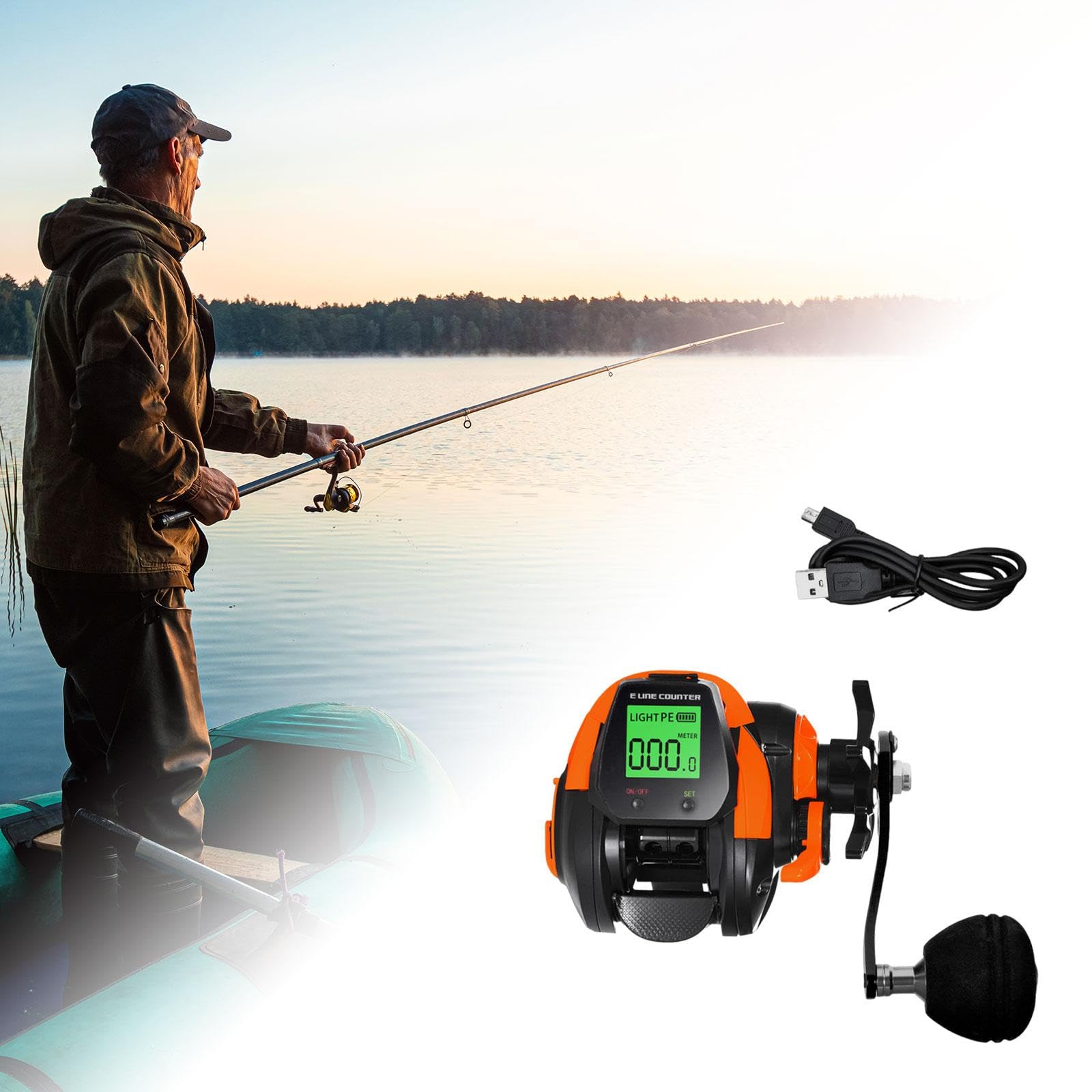Mulinello da Pesca Elettrico Impermeabile da 10 kg con Frizione USB, Mulinello da Pesca 7.2:1