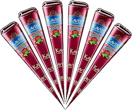 Kaveri Natural Cone 6 x 25g - PPD and Chemical Free, Long Lasting | Dermatologically Tested for Creative Decorations Easy to Apply with Kajal