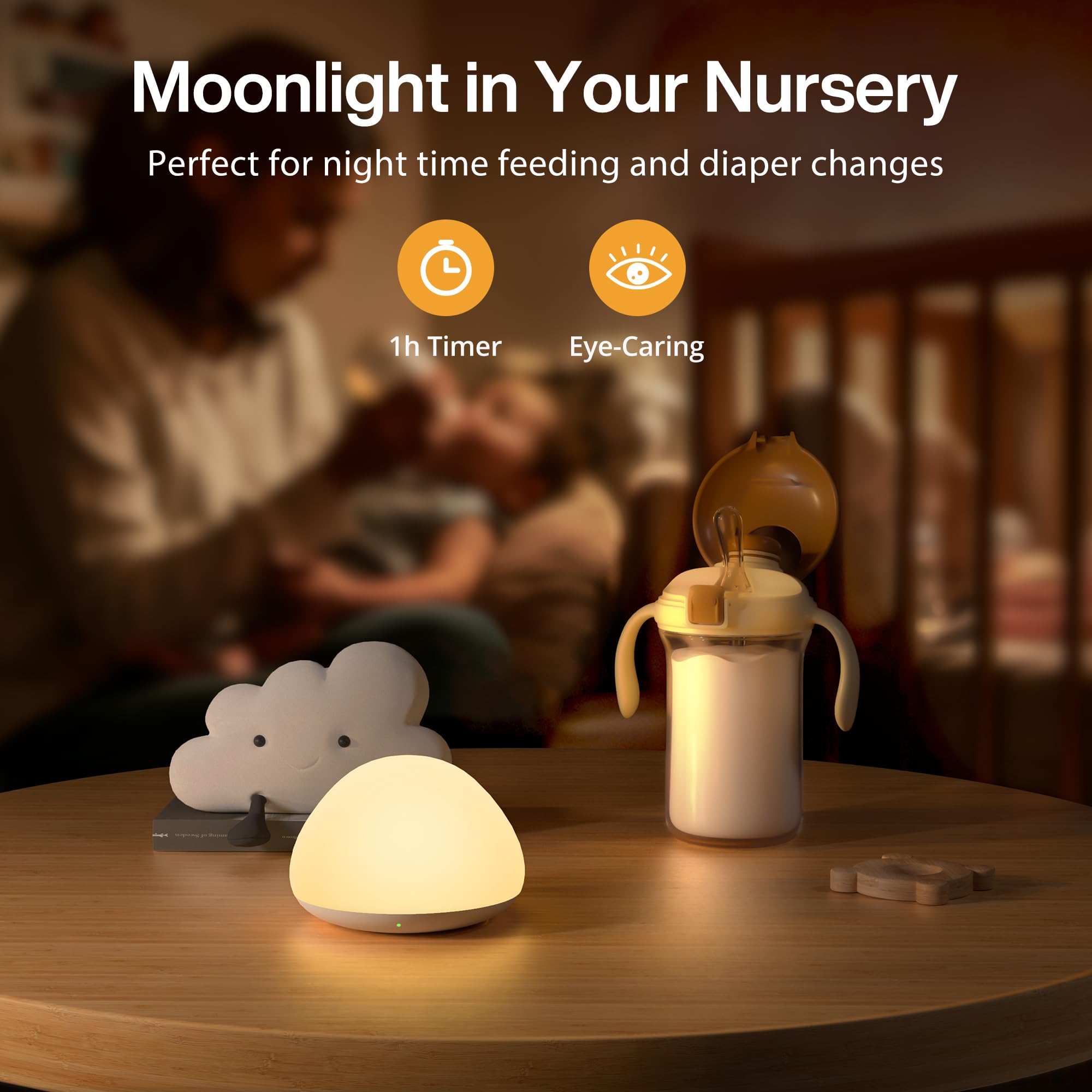 JolyWell Baby Night Light for Nursery Soft Silicone Tap Control Night Lamp with 8 Color Changing - Image 4