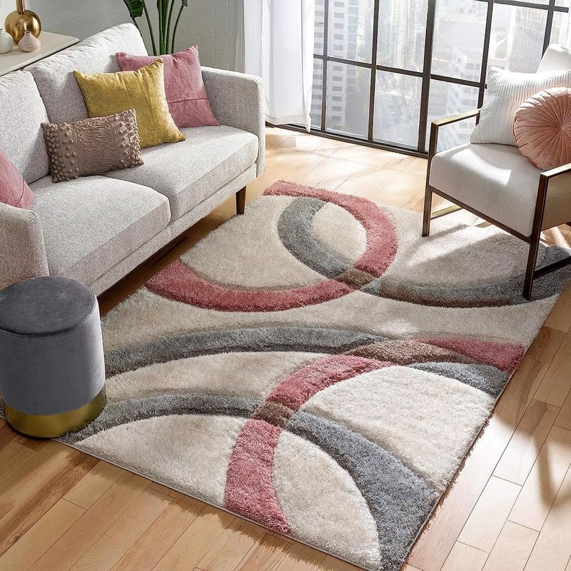 Image of Carpet for Hall | Carpet for Living Room |6X8 FEET Rugs for Bedroom | Carpet | Rug for Living Room | Carpet & Rugs for Home Decor | Carpet for Bedroom Floor (Multi Pink GRAY05)