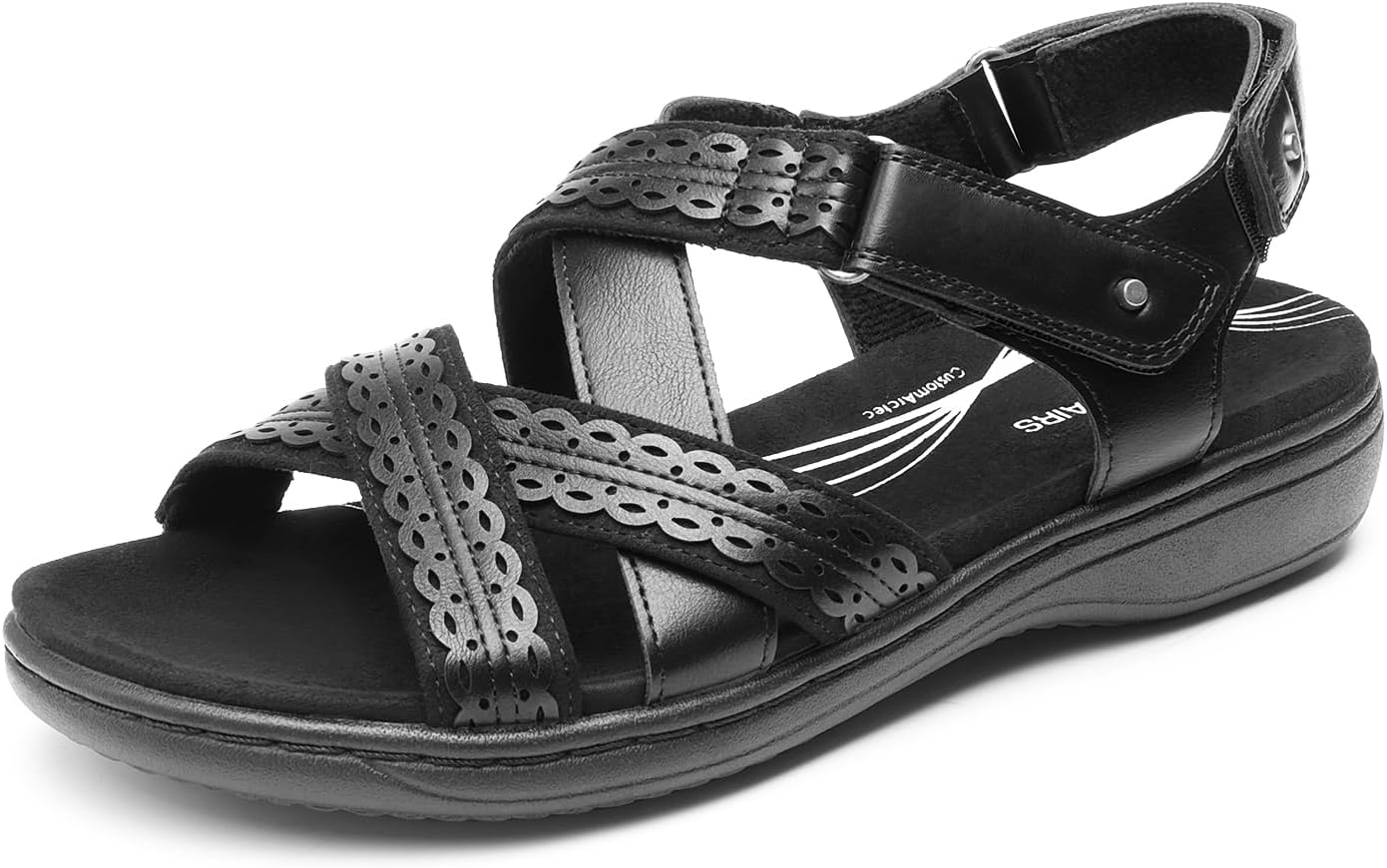 DREAM PAIRS Women's Arch Support Sandals Comfortable Open Toe Dress Flats Walking Sandals For Summer