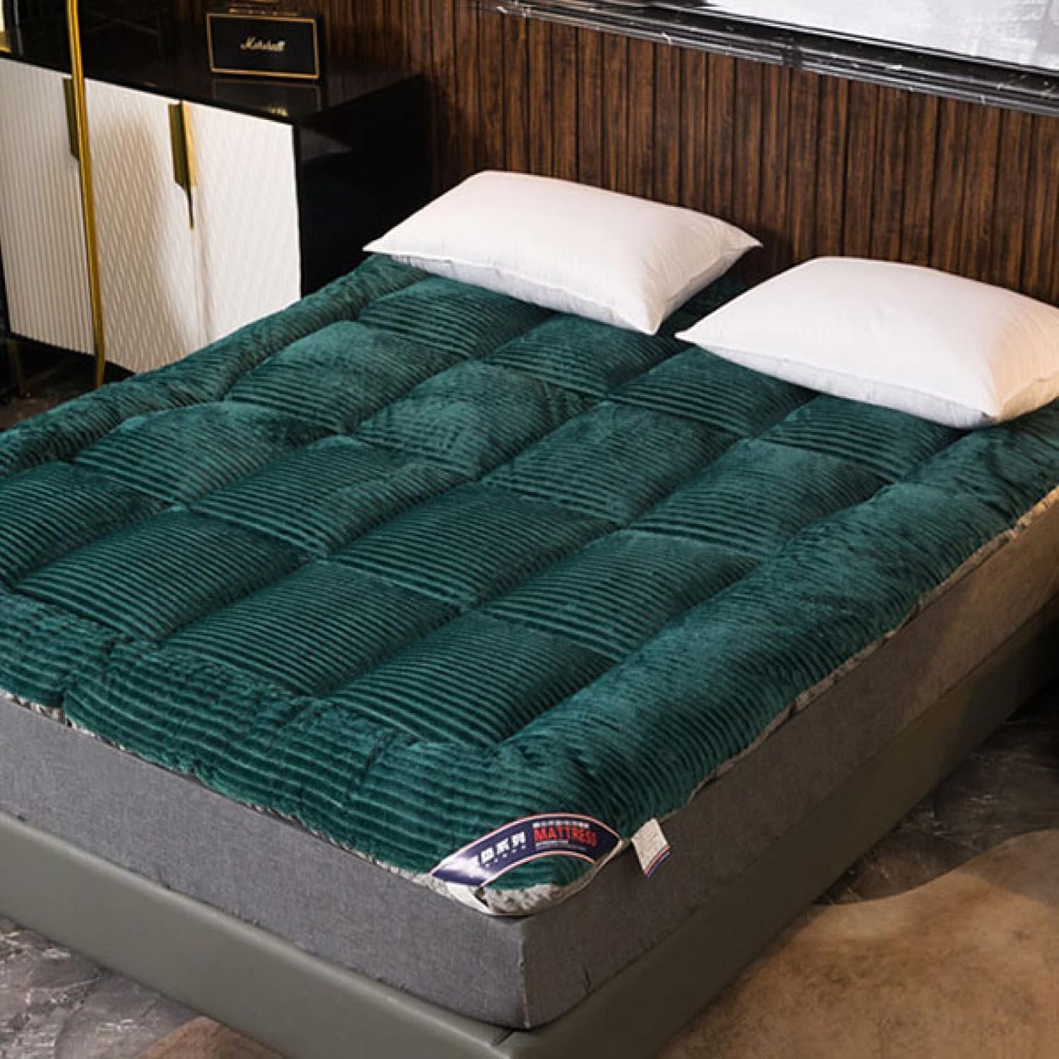 Plush Full Size Floor Mattress, Winter Ultra Warm Mattress Topper Foldable Bed Roll Up Camping Mattress Trifold Futon Mattress(200x220cm(79x86inch), Gray)