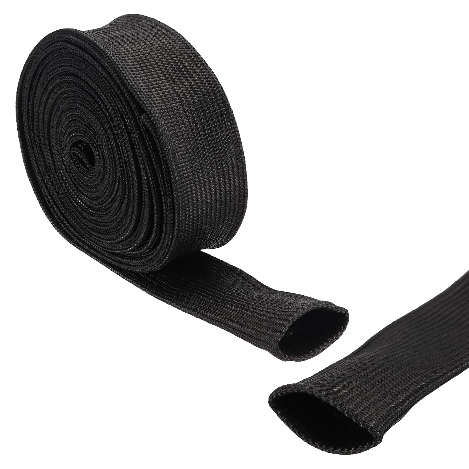 sourcing map Insulation Cable Protector,30mm/1.18 Inch-5m/16 Feet High TEMP Fiberglass Sleeve Black โ image 1