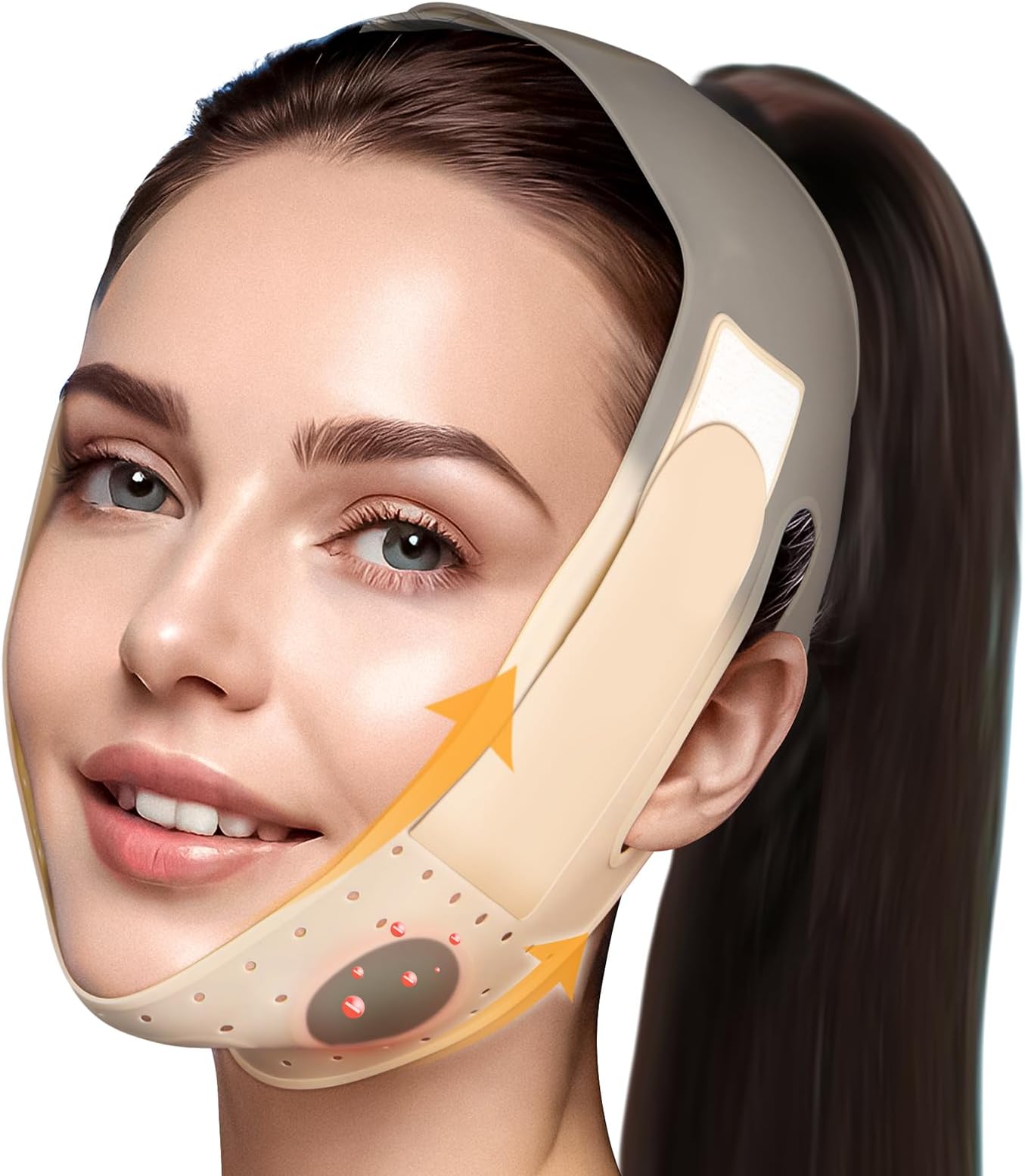 Reusable V Line Silicone Face Strap, Soft Silicone Chin Strap for Women 23-27 Inches(Skin tone)
