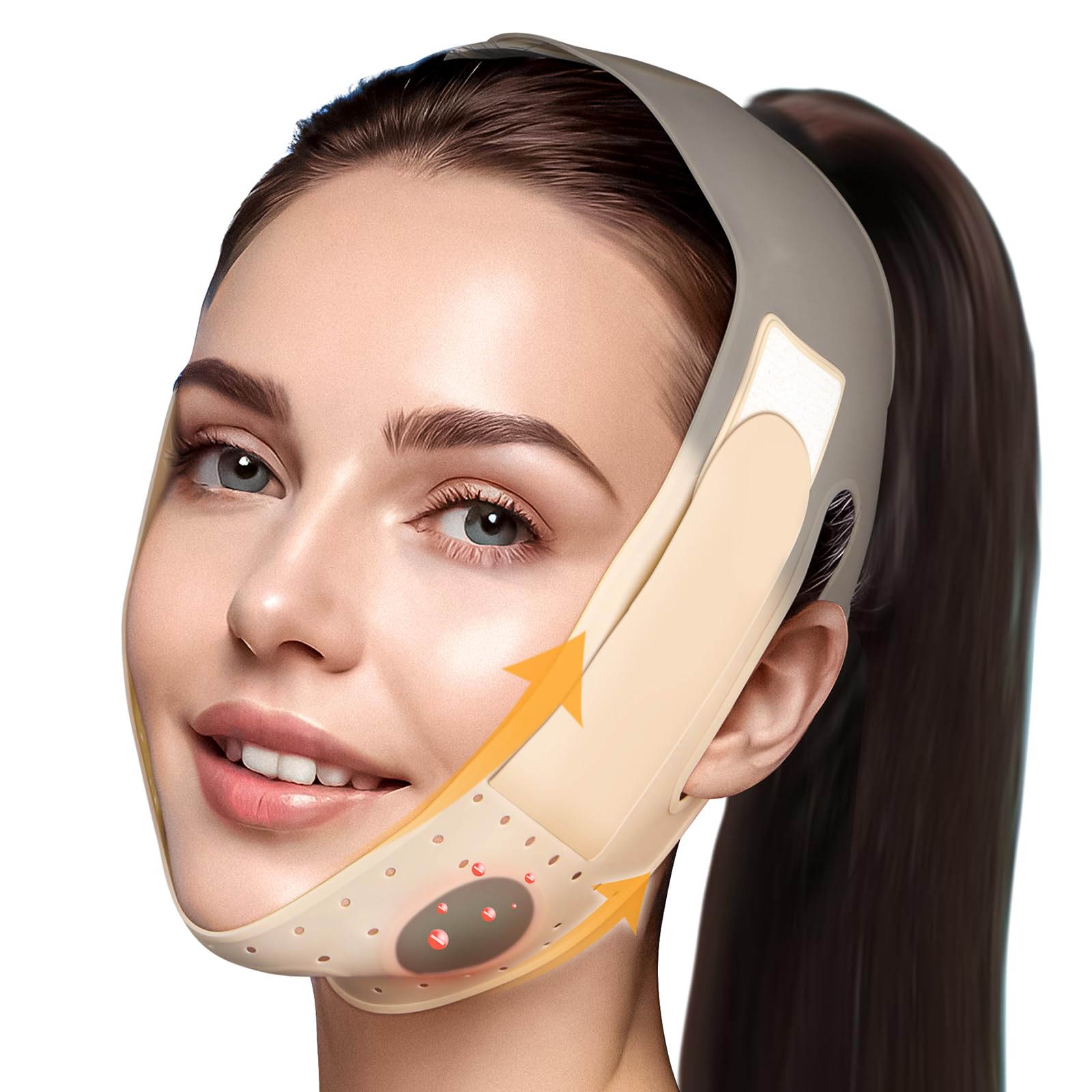 Reusable V Line Silicone Face Strap, Soft Silicone Chin Strap for Women 23-27 Inches(Skin tone)