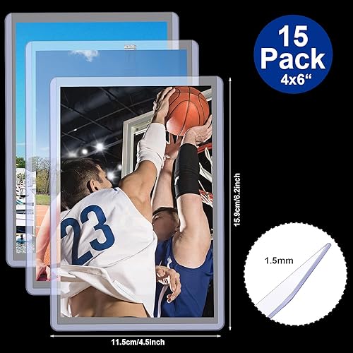 Miniatura 9 de Outus Soporte acrílico para fotos de 4 x 6 pulgadas, protector de bolsillo para tarjetas de béisbol de plástico rígido, protector de hoja de