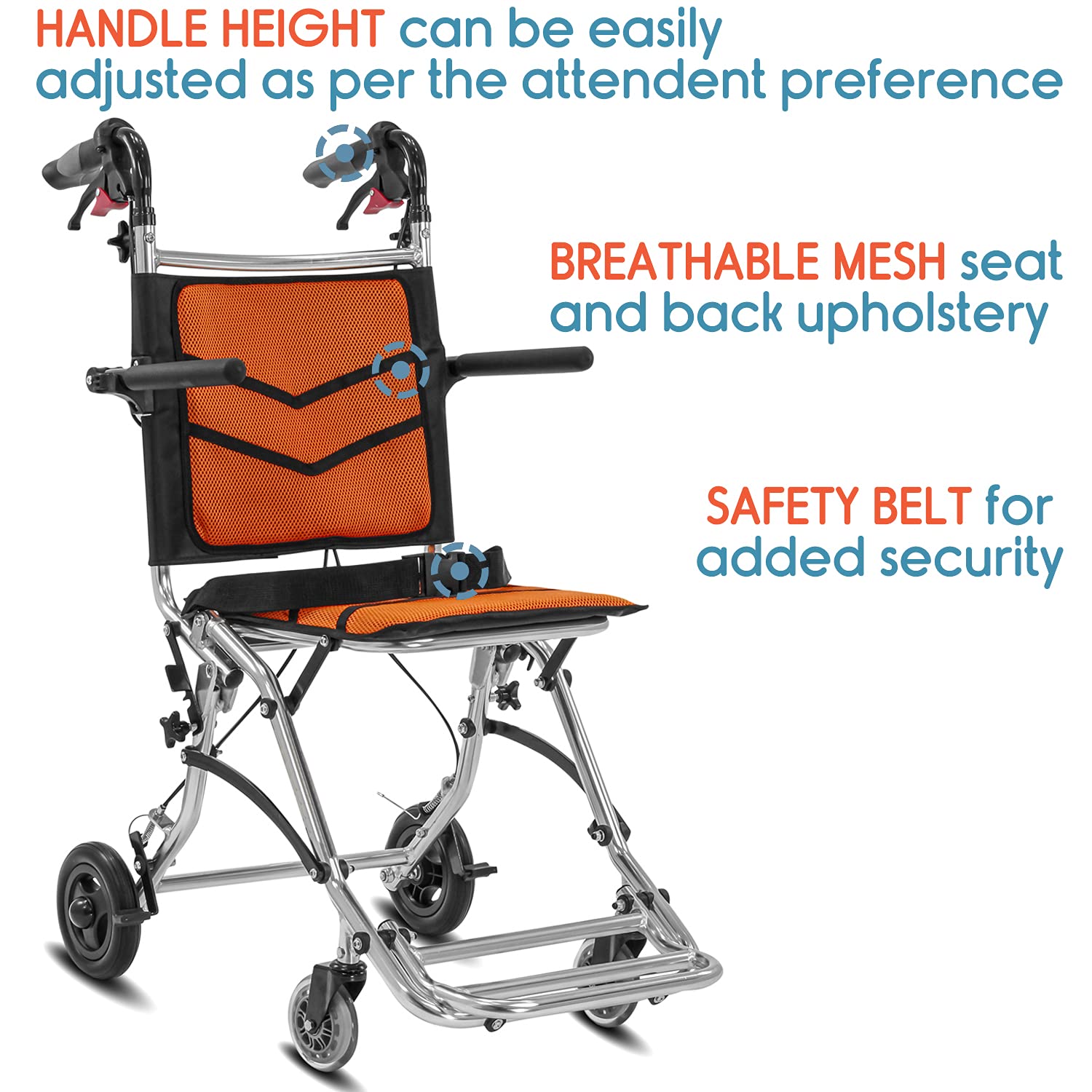 KosmoCare Styler Plus Premium Imported Ultra Lightweight Transporter Wheelchair With Bag and - Crest Series-Orange KosmoCare Styler Plus Premium Imported Ultra Lightweight Transporter Wheelchair With Bag and - Crest Series-Orange