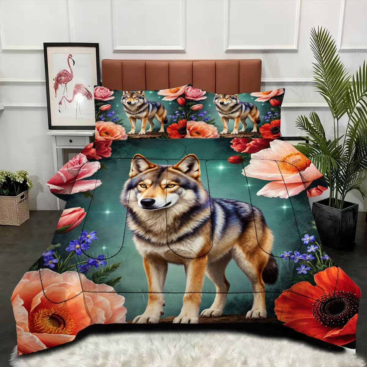 Couette 160x200 loup en microfibre, créez une ambiance sauvage dans la chambre