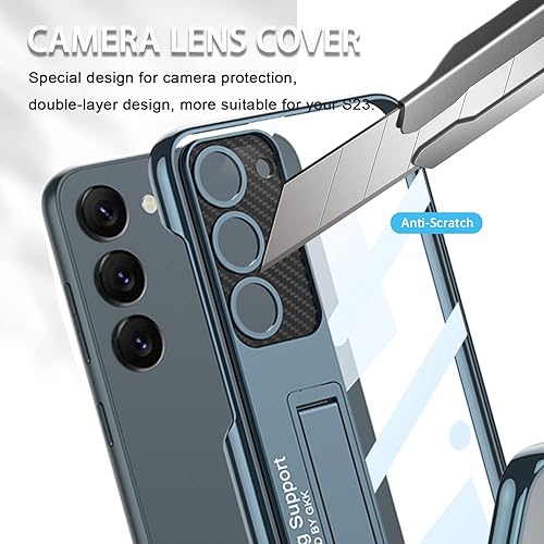 Miniatura 2 de Miimall Funda compatible con Samsung Galaxy S23, S23 con soporte, revestimiento al vacío translúcido, funda delgada protectora para Galaxy S23 5G