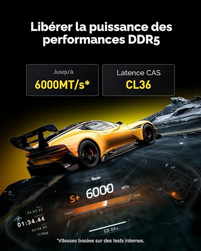 Lexar DDR5 RAM 32GB Kit (2x16GB) 6000 MHz CL36, DRAM 288-Pin UDIMM Desktop Memory, PC Memory High-Performance Computer Memory for Intel XMP 3.0/AMD EXPO, For AI, Gaming, CL36-40-40-96, 1.4V - 2