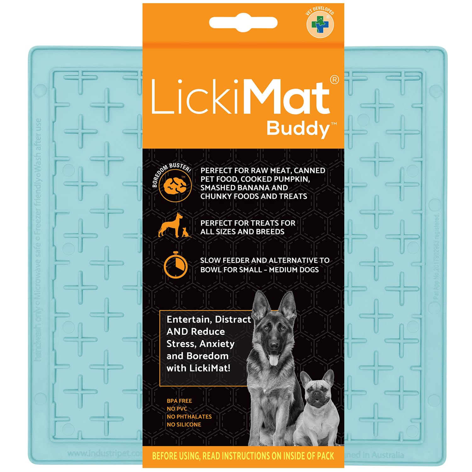 LickiMat Classic Pastel Colours Buddy, Dog Feeding Mat for Boredom & Anxiety Relief, Ideal for Food, Yoghurt or Peanut Butter, Lick Mats, Fun Alternative to Slow Feeder Bowl, Mint