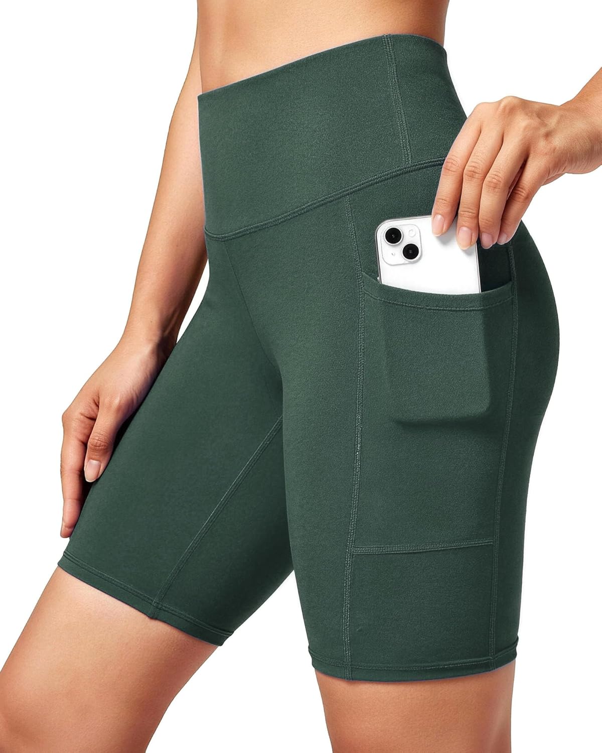 Womens Buttery Soft High Waisted Tummy Control 6" Biker Shorts with Pockets, Workout Running Cycling Yoga Shorts