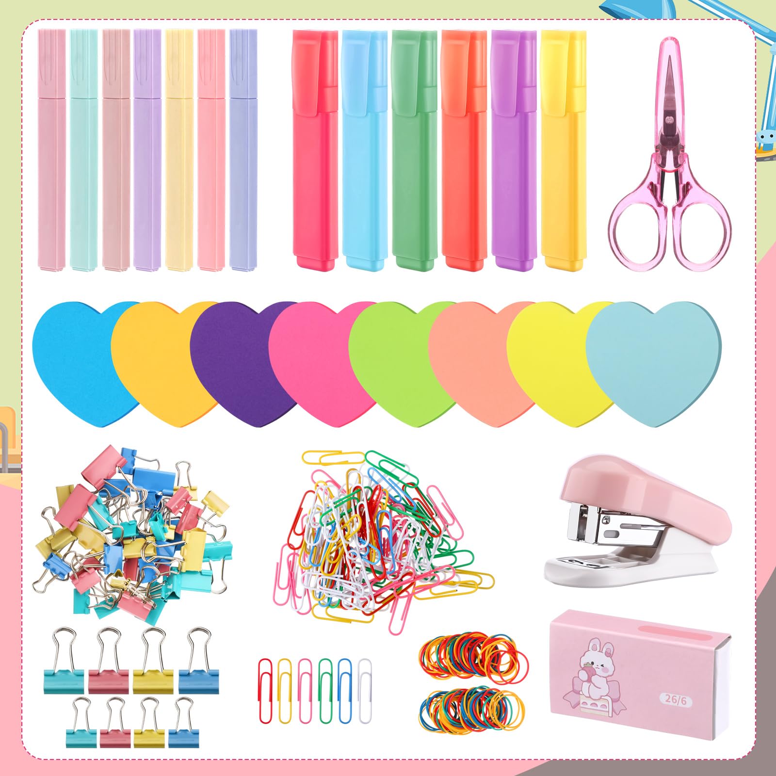 AmazingSpark Back to School Lehrer Geschenkbox mit Schreibwaren Dankeschön Geschenke für Lehrer Lehrer Briefkasten mit Herz Haftnotizen Textmarker Hefter Schere Büroklammern für Schule