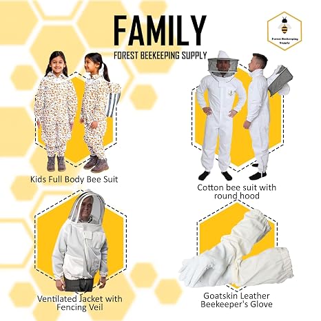 Beekeeping Jacket Pullover Smock Jacket with Removable Veil, Thumb Straps, and Tool Pockets (Large)