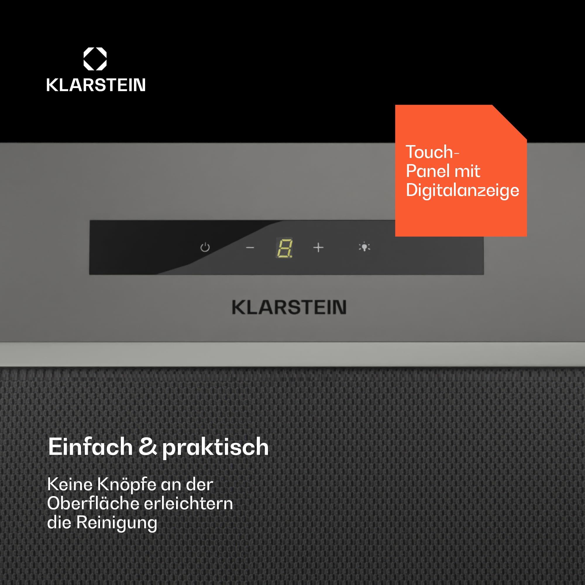 Klarstein Dunstabzugshaube 52cm Abluft Umluft LED Timer Touch Edelstahl 439 m³/h
