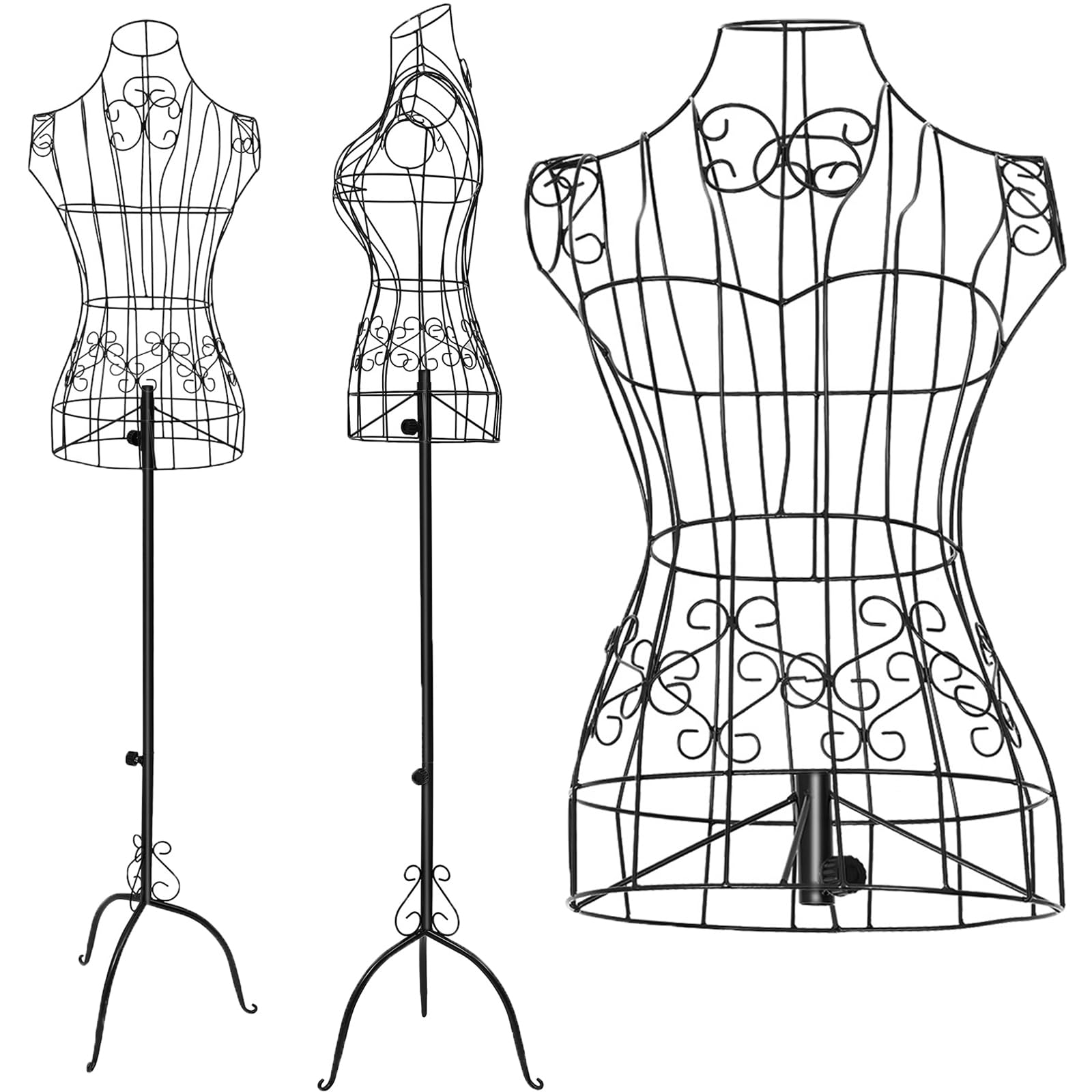 Metall Schneiderpuppe Weiblich, 140-160cm Höhenverstellbare Vintage Kleiderpuppe Modellpuppe Damenbüste Kleiderständer für Weibliche Schaufensterpuppen Oder Kleiderbügel