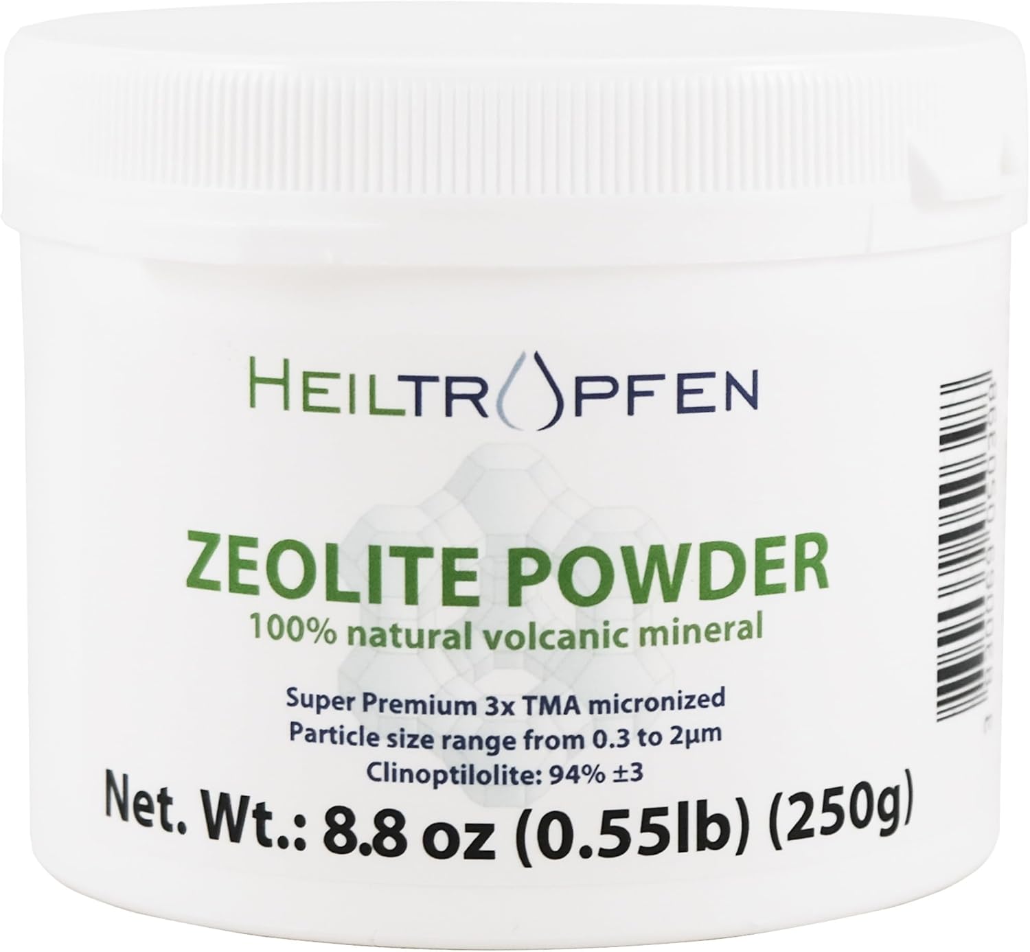 Zeolite Powder | 3X Activated | 0.55 Pound 250g | Ultra FINE Less-Than 2 µm | Clinoptilolite 94+-3% | Natural Mineral Dust | Heiltropfen®