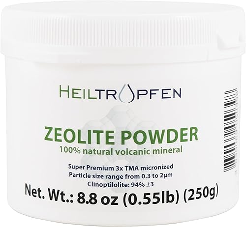 Miniatura 2 de Polvo de zeolita | 3 veces activado | 0.55 libras 8.82 oz | Ultra fino menos de 2 µm | Clinoptilolita 94+-3% | Polvo mineral natural | Heiltropfen
