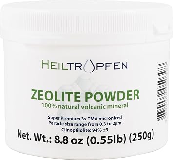 Zeolite Powder | 3X Activated | 0.55 Pound 250g | Ultra FINE Less-Than 2 m | Clinoptilolite 94+-3% | Natural Mineral Dust | Heiltropfen