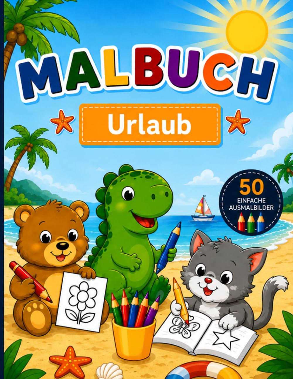 Jori Malbuch Urlaub: Kinder Malbuch Urlaub – 50 einfache Ausmalbilder für Kinder ab 2 Jahren (Malbücher)