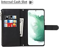 Vista 5 de iCoverCase para Samsung Galaxy S22 - Funda tipo cartera con soporte y bolsillos para tarjetas, funda de piel sintética con cierre magnético