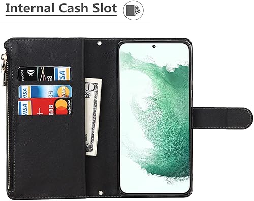 Miniatura 5 de iCoverCase para Samsung Galaxy S22 - Funda tipo cartera con soporte y bolsillos para tarjetas, funda de piel sintética con cierre magnético,