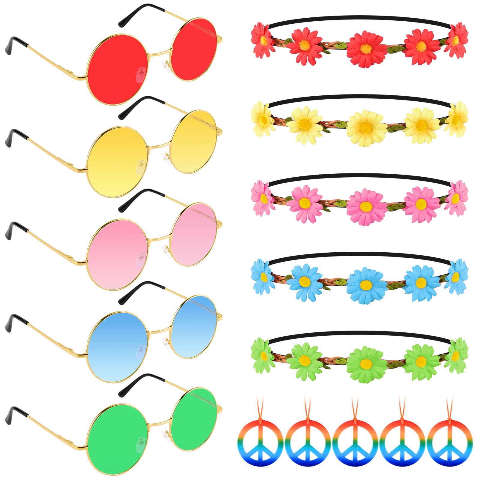 3 Pieces Hippie Costume Accessories Set Includes Rainbow Peace Sign Necklace | Fruugo DK - View #10