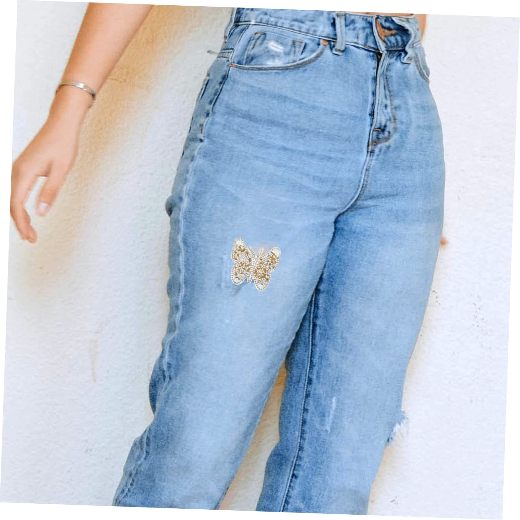 SHINEOFI 4 Set Di Toppe Leggere E Compatte A Forma Di Farfalla Per Cucire Su Vestiti Jeans Pelle Decorativi 10 Pezzi*4