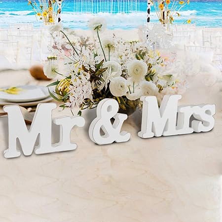 amazon com papa long matt white wood mr mrs wedding letter sign for wedding table decorations in vintage style home kitchen
